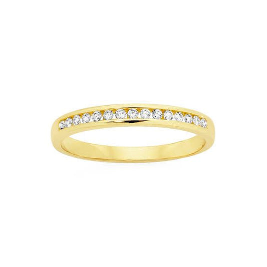 9ct Yellow Gold Channel Set Diamond Band