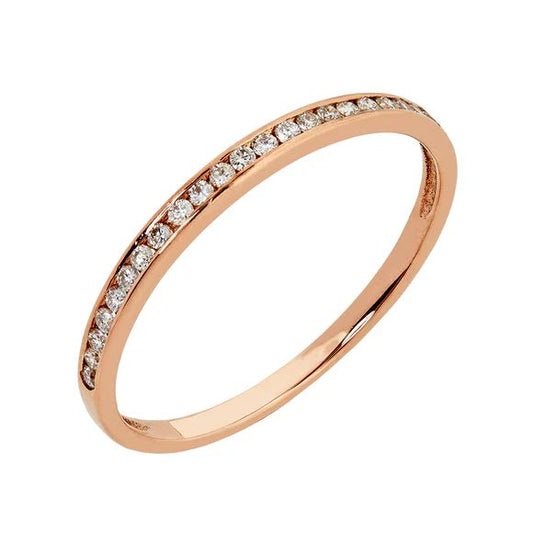 9ct Rose Gold Channel Set Diamond Band