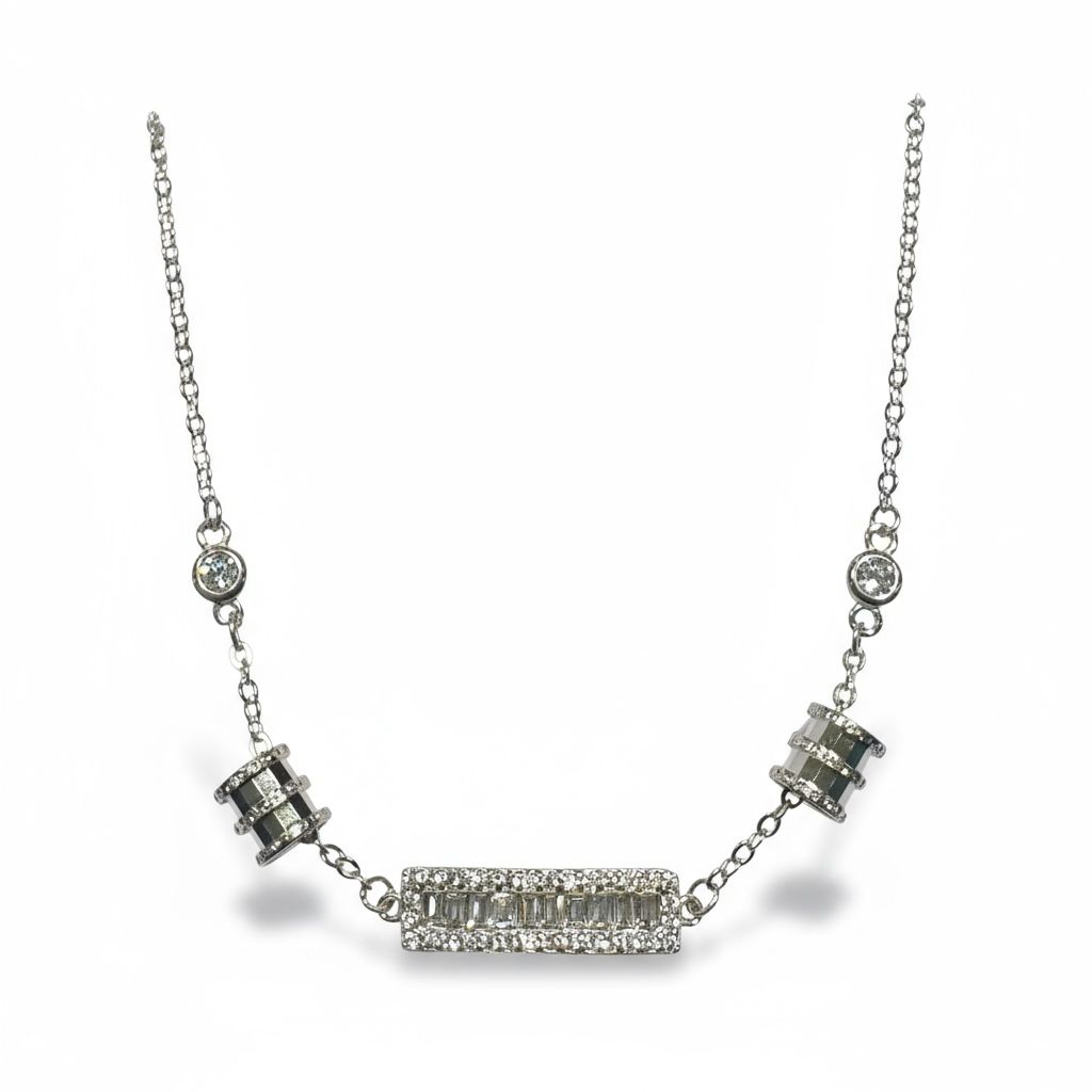 Sterling Silver Fancy Baguette CZ Bracelet