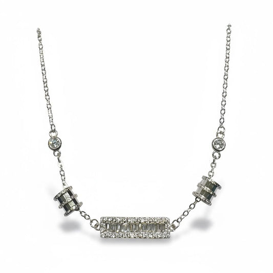 Sterling Silver Fancy Baguette CZ Bracelet