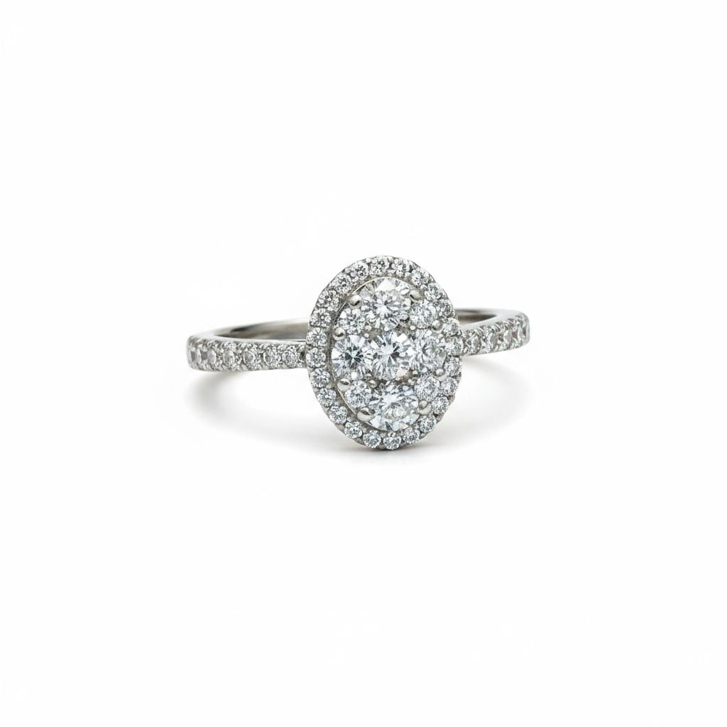 18ct White Gold Oval Shape Diamond Ring