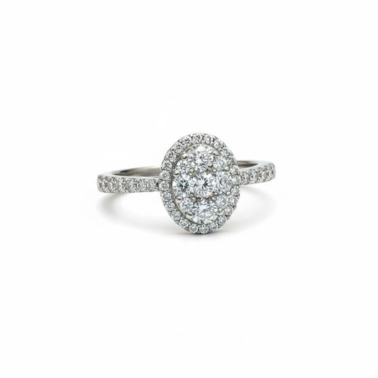 18ct White Gold Oval Shape Diamond Ring