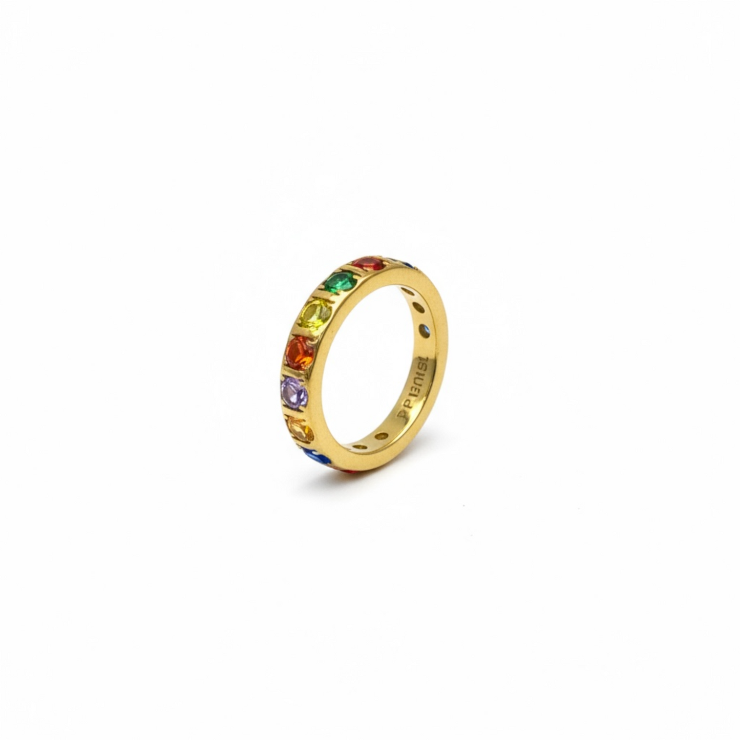 18ct Yellow Gold CZ Multicolor Hoop Nose Ring