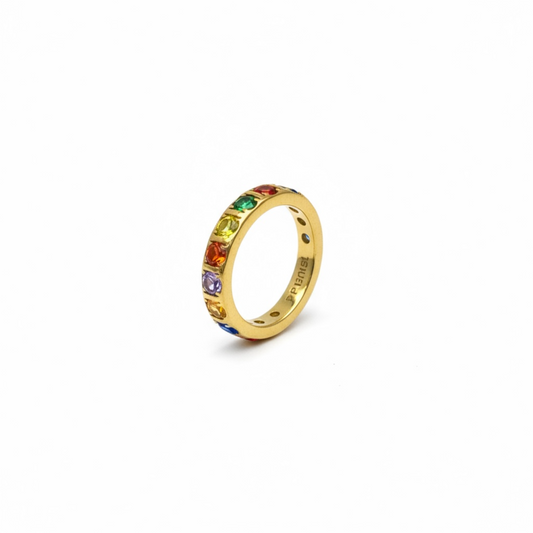 18ct Yellow Gold CZ Multicolor Hoop Nose Ring