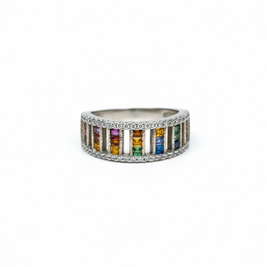 Sterling Silver Multicolor CZ Ring