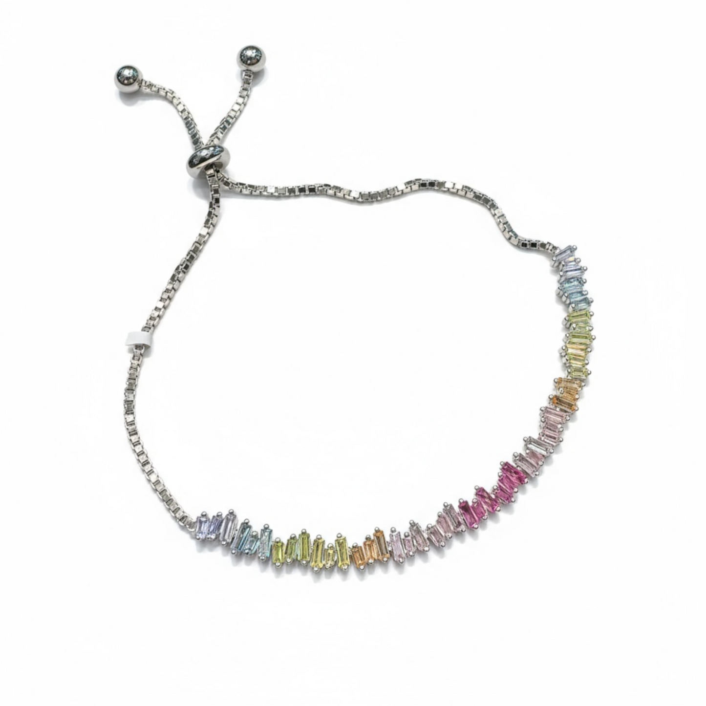 Sterling Silver Multicolor CZ Tennis Bracelet.