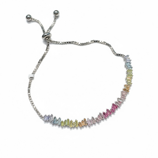 Sterling Silver Multicolor CZ Tennis Bracelet.