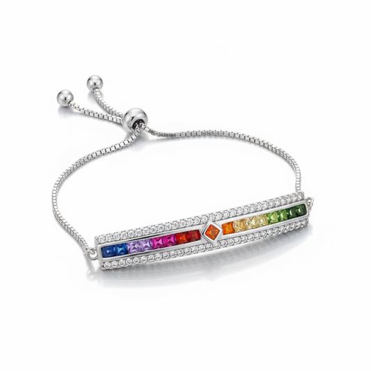 Sterling Silver Multicolor CZ Bracelet.