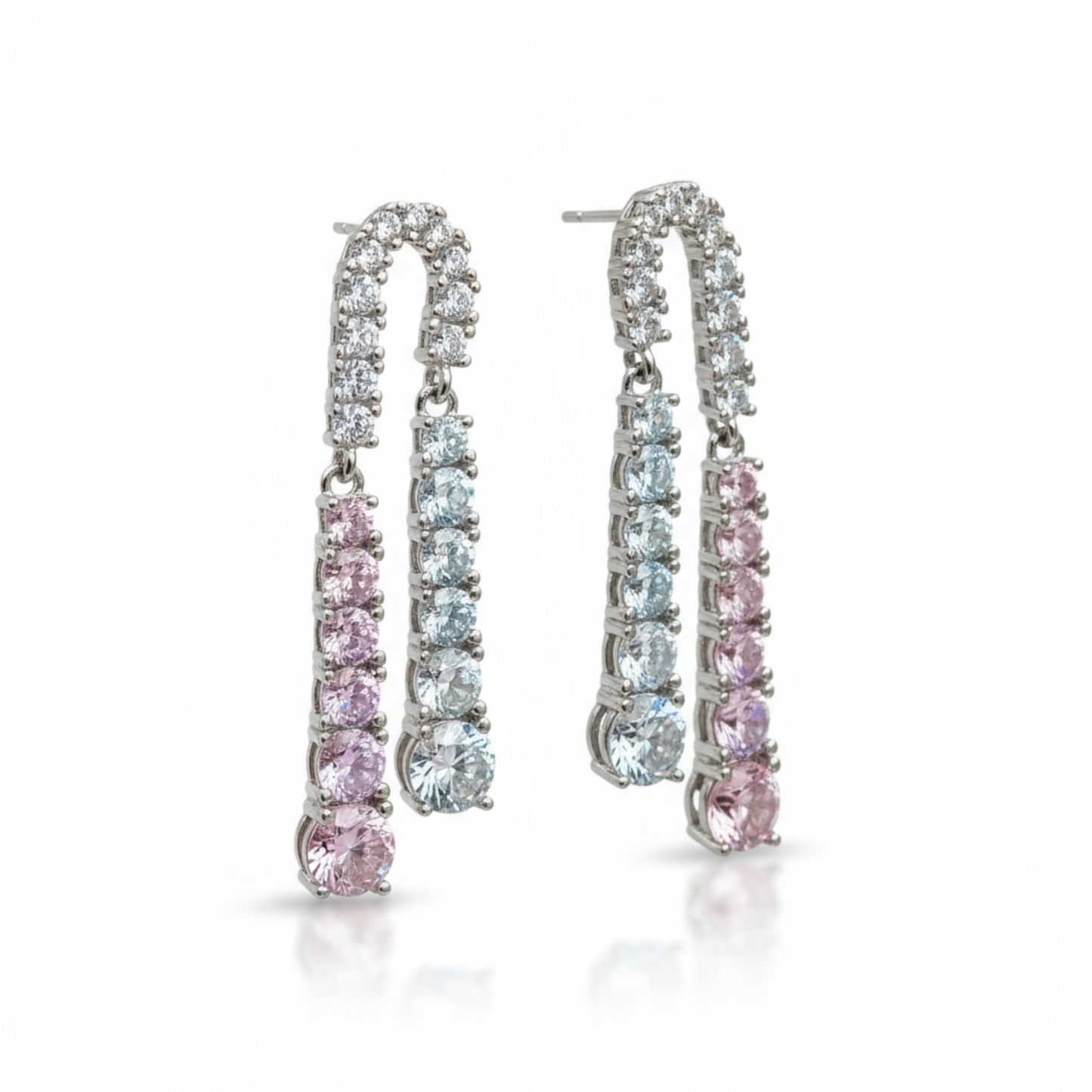 Sterling Silver Multicolor CZ Drop Earrings