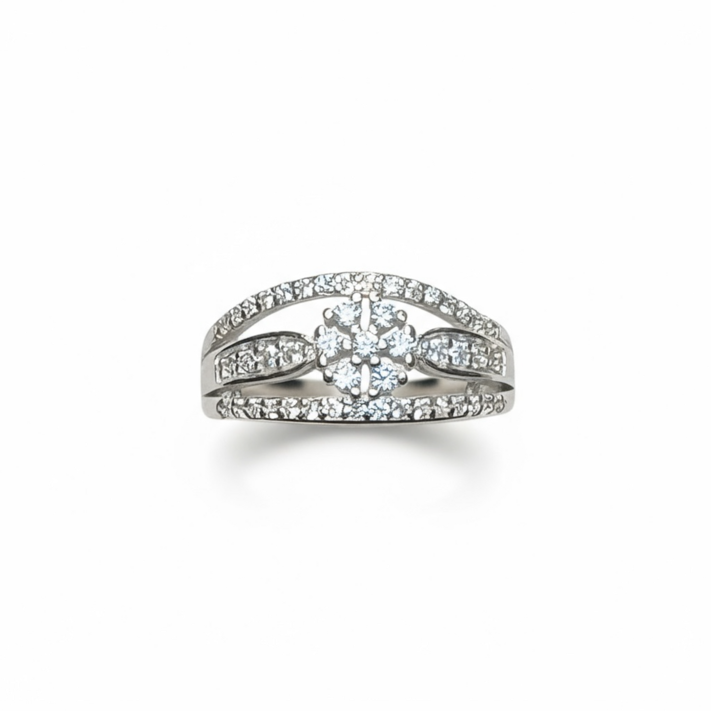 Sterling Silver Millennium Flower Set CZ Ring.