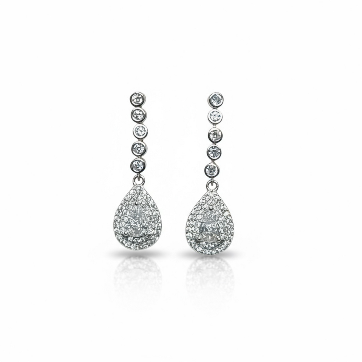 Sterling Silver CZ Drop Earrings