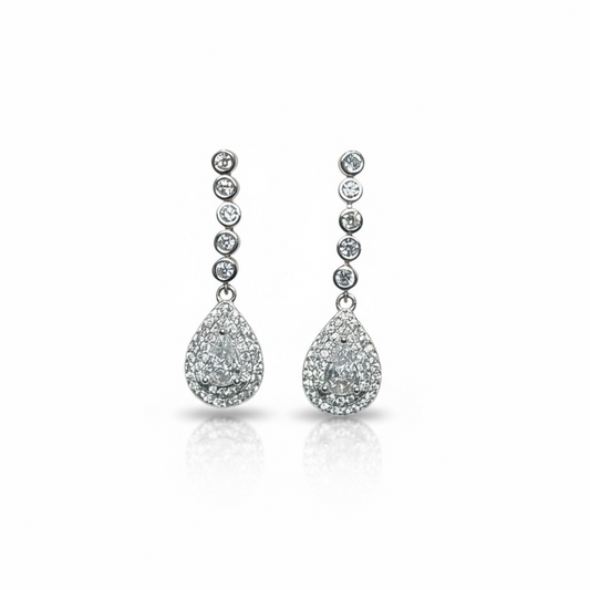 Sterling Silver CZ Drop Earrings