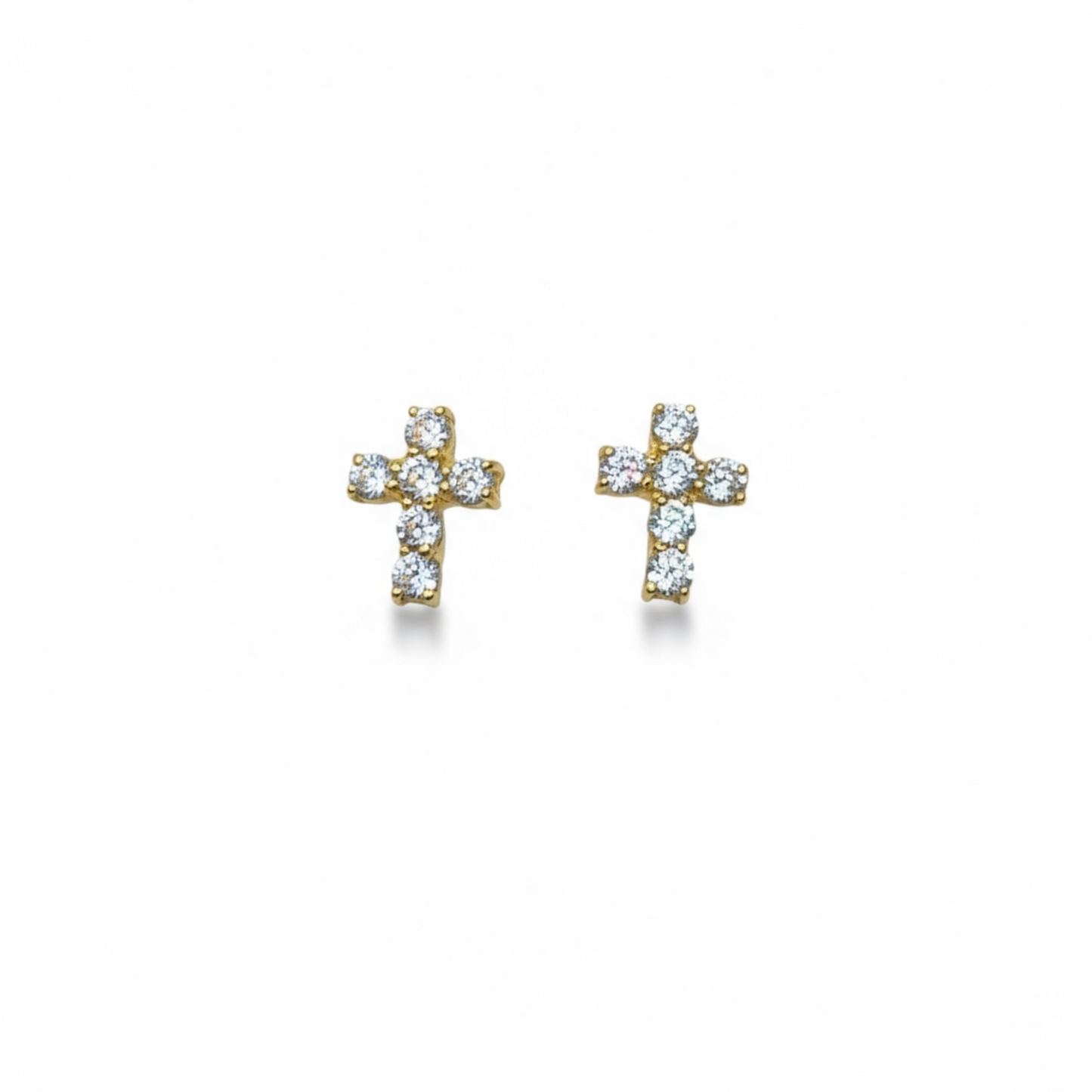9ct Gold CZ cross stud Earrings.