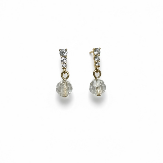 9ct Gold Crystal CZ Drop Earrings.