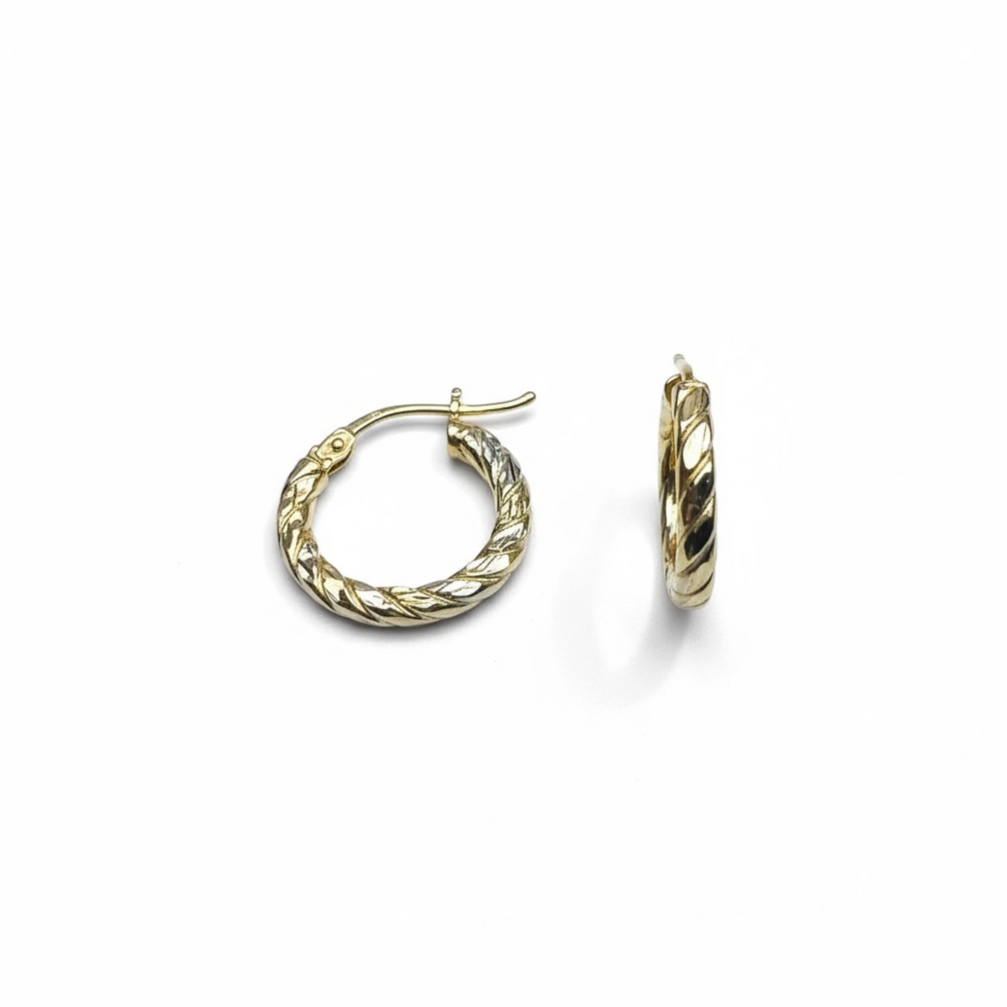9ct Two Tone Hoop Earrings.
