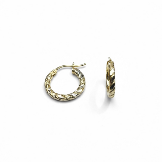 9ct Two Tone Hoop Earrings.