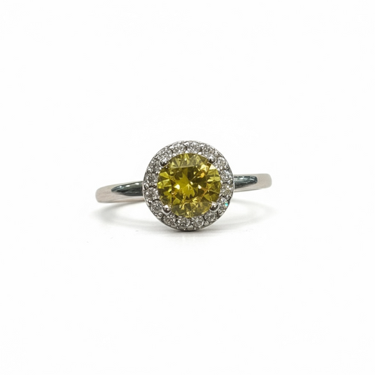 Sterling Silver Yellow CZ Ring.