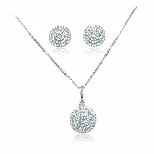 Sterling Silver CZ round pavé set.