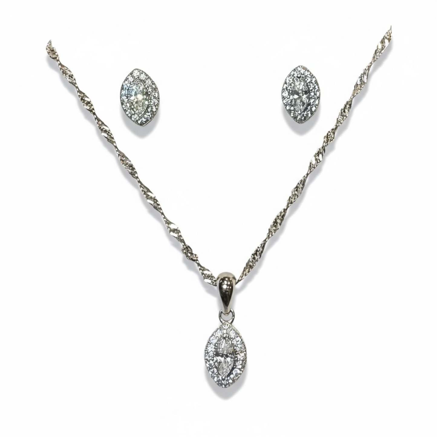 Sterling Silver Marquise CZ Set.