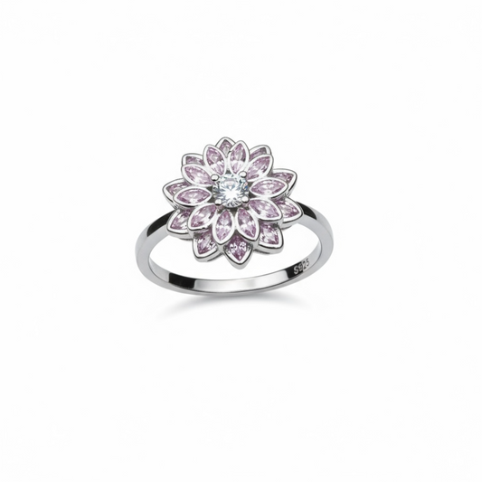 Sterling Silver Flower CZ Ring.