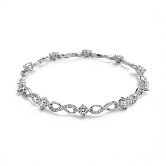 Sterling Silver Ladies Infinity And CZ Fancy Bracelet