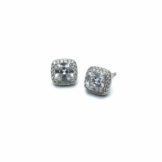 Sterling Silver Square CZ Stud