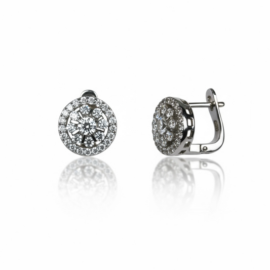 Sterling Silver Fancy CZ Huggy Earrings