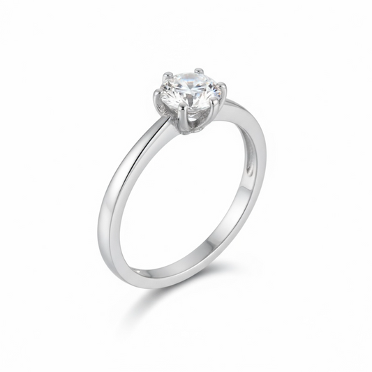 Sterling Silver CZ Solitaire Ring