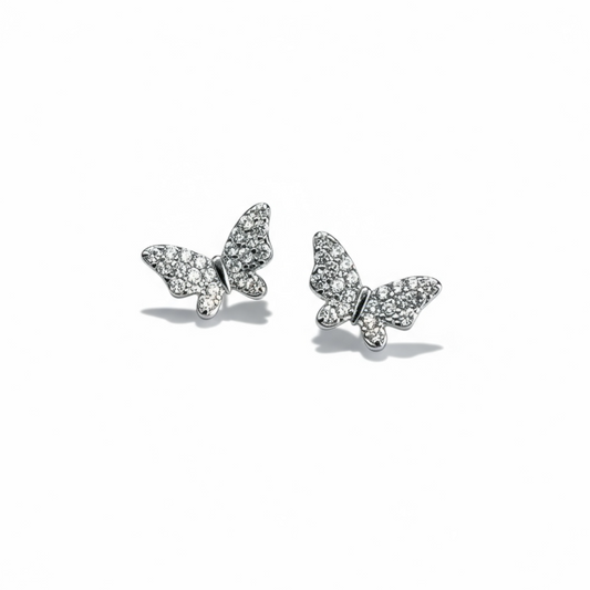 Sterling Silver CZ Butterfly Stud