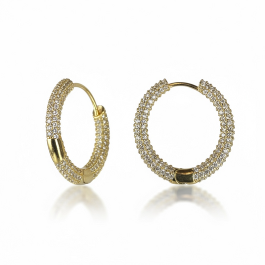 Sterling Silver Gold Plated CZ Fancy Hoop