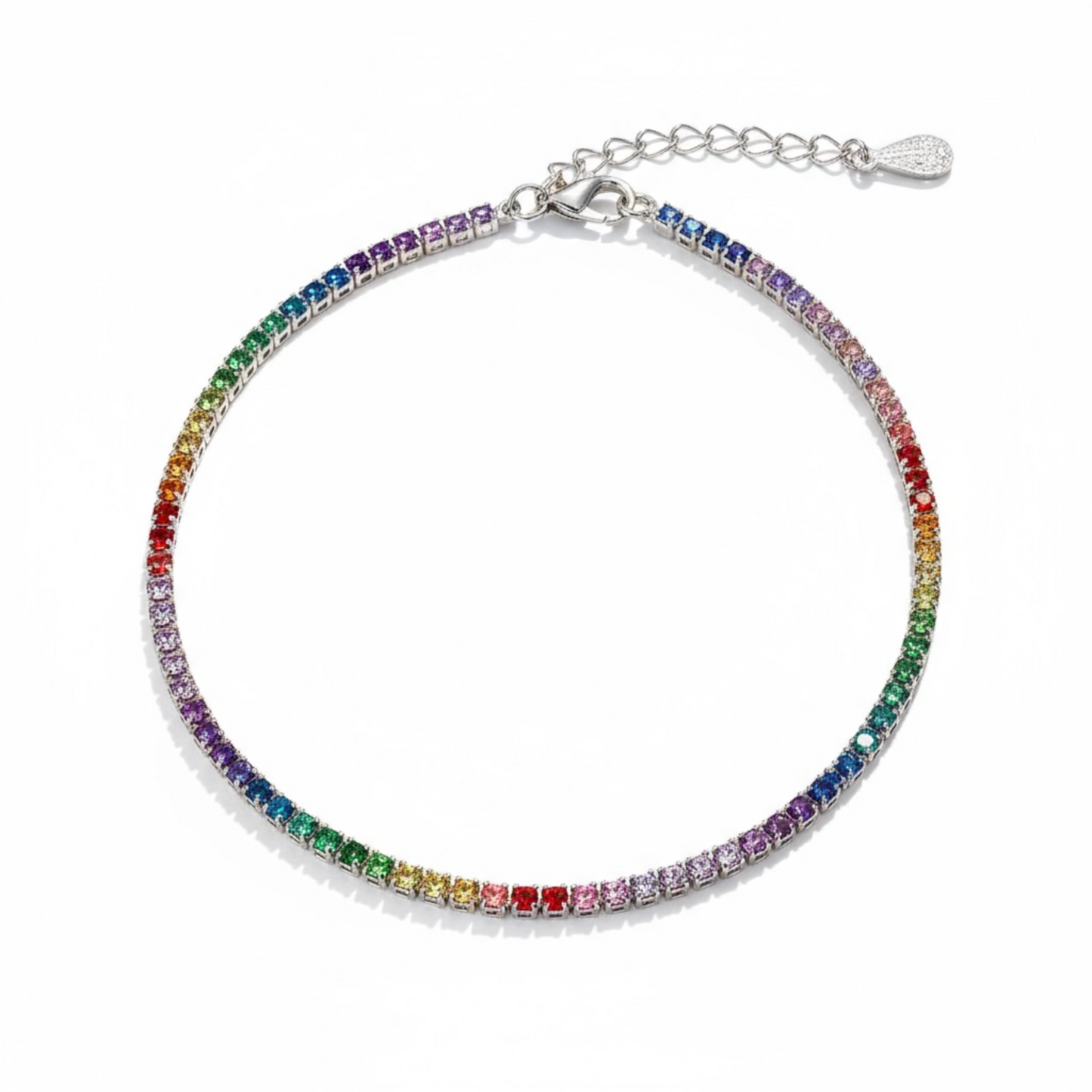 Sterling Silver Rainbow CZ Tennis Bracelet