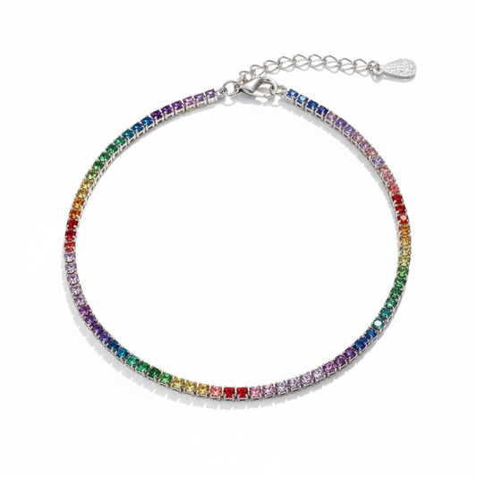 Sterling Silver Rainbow CZ Tennis Bracelet