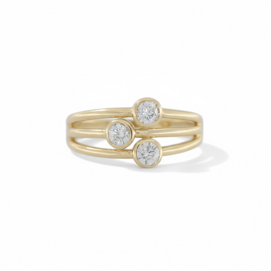 9ct Gold 3 Stone Fancy CZ Ring