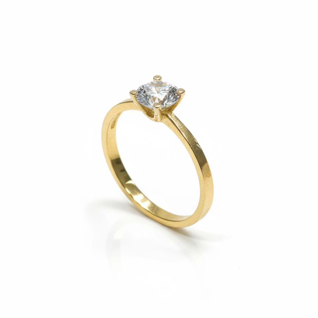 9ct Gold CZ Solitaire Ring