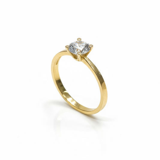9ct Gold CZ Solitaire Ring