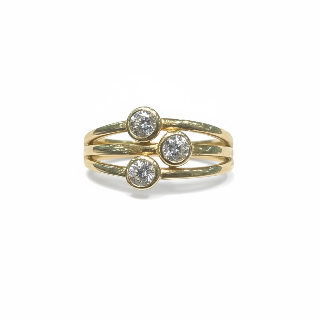 9ct Gold 3 Stone Fancy CZ Ring
