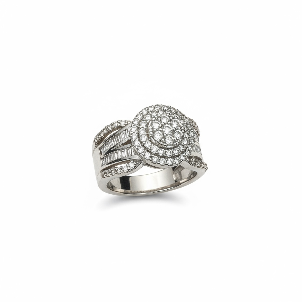 18ct White Gold Cluster Diamond Ring