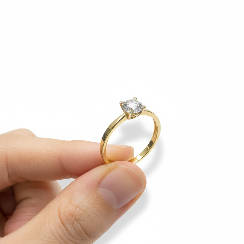 9ct Gold CZ Solitaire Ring
