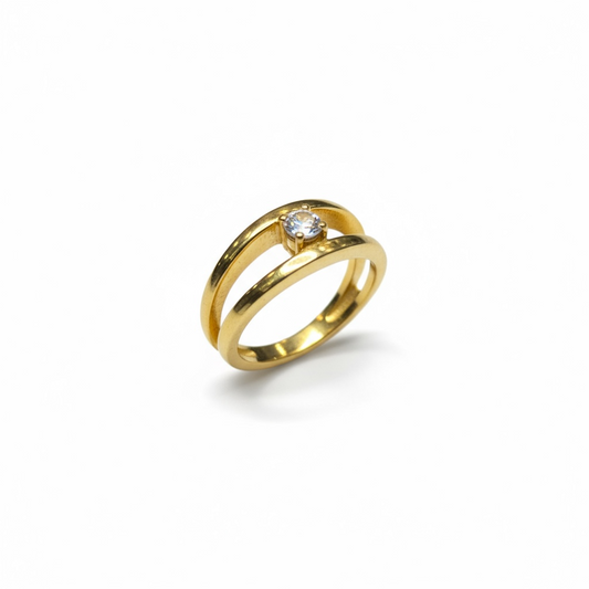 18ct Yellow Gold Single Diamond Millennium Design Ring