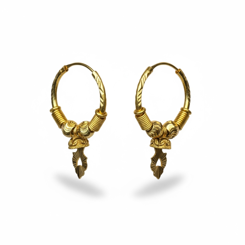 18ct Yellow Gold Fancy Hoop With Drop