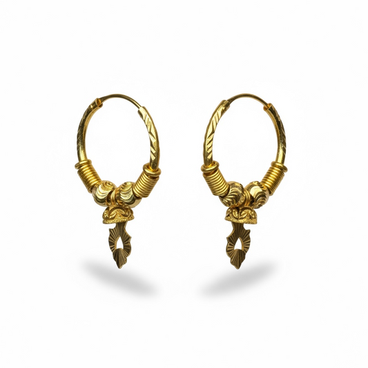 18ct Yellow Gold Fancy Hoop With Drop