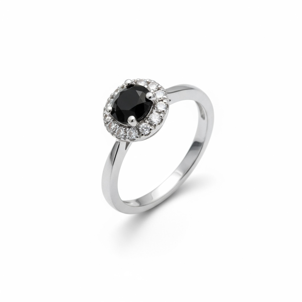 Sterling Silver Black & White CZ Ring