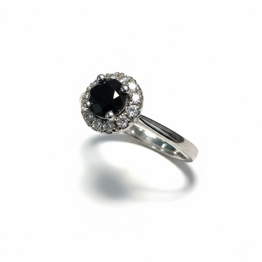 Sterling Silver Black & White CZ Ring