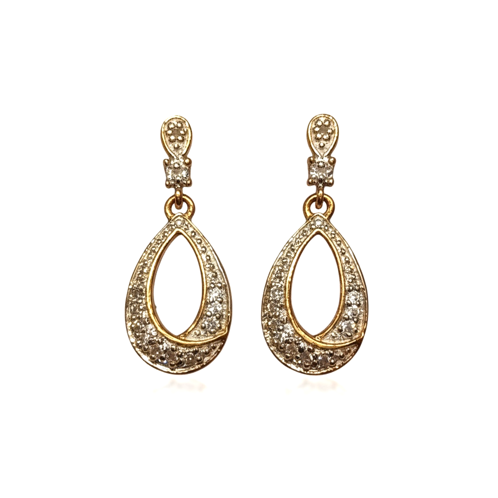 9ct Yellow Gold Diamond Drop Earring