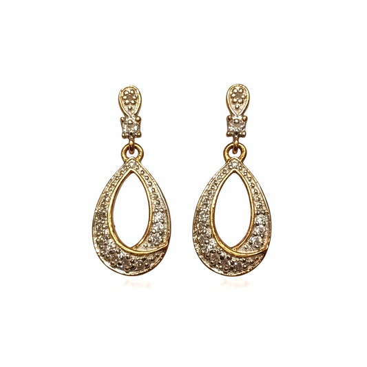 9ct Yellow Gold Diamond Drop Earring