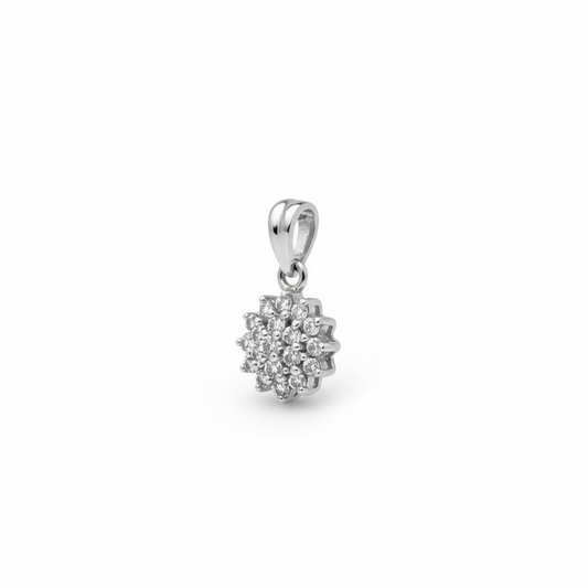 9ct White Gold Diamond Cluster Pendant