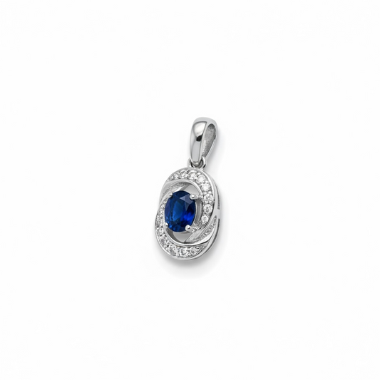 9ct White Gold Sapphire & Diamond Pendant