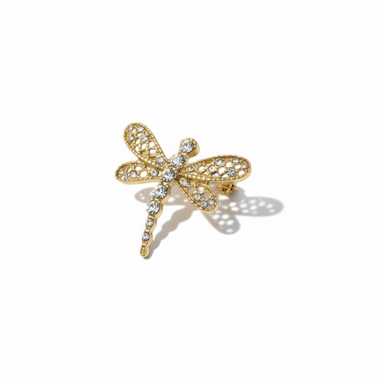 9ct Yellow Gold Dragonfly Pendant With CZ Stones