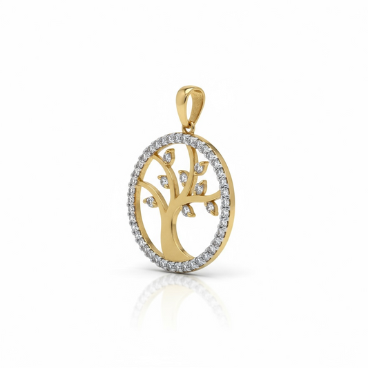 9ct Yellow Gold CZ Tree Of Life Pendant