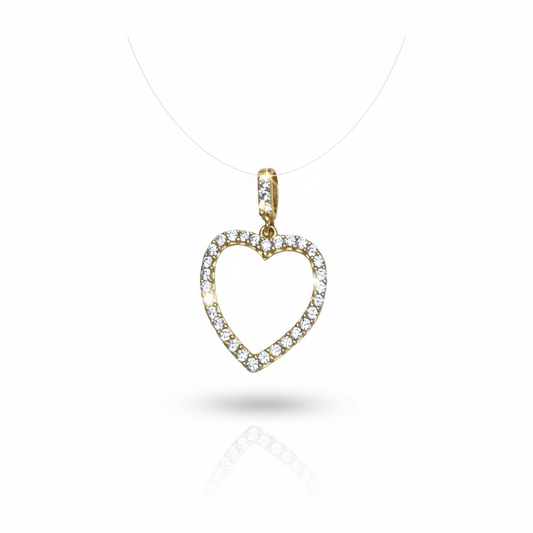 9ct Yellow Gold Open Heart CZ Pendant